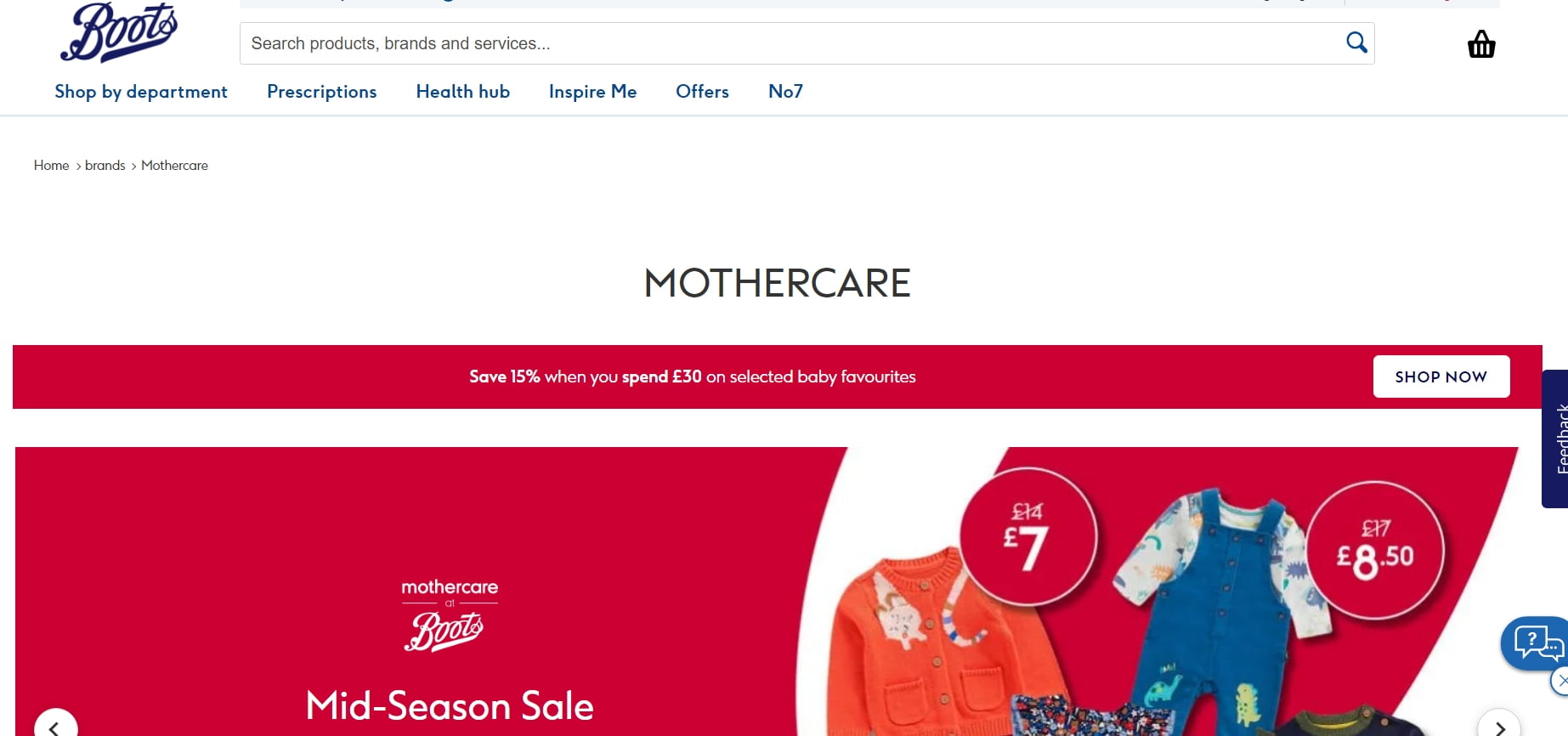 Mothercare shipping info