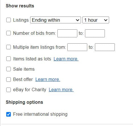Free international shipping eBay