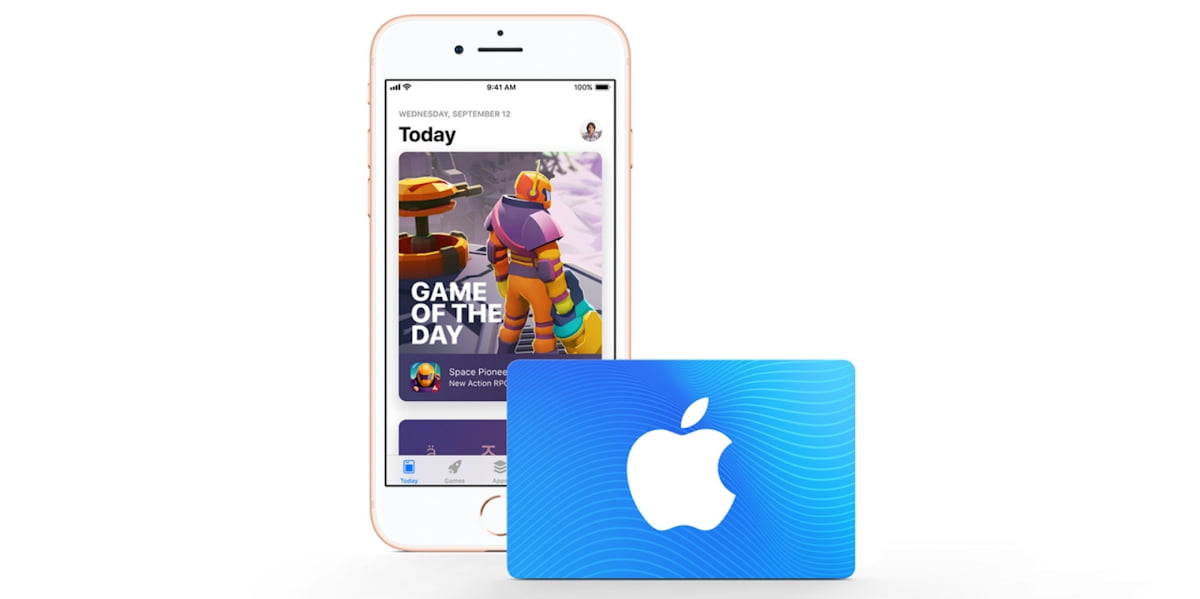 Apple gift card with an iPhone